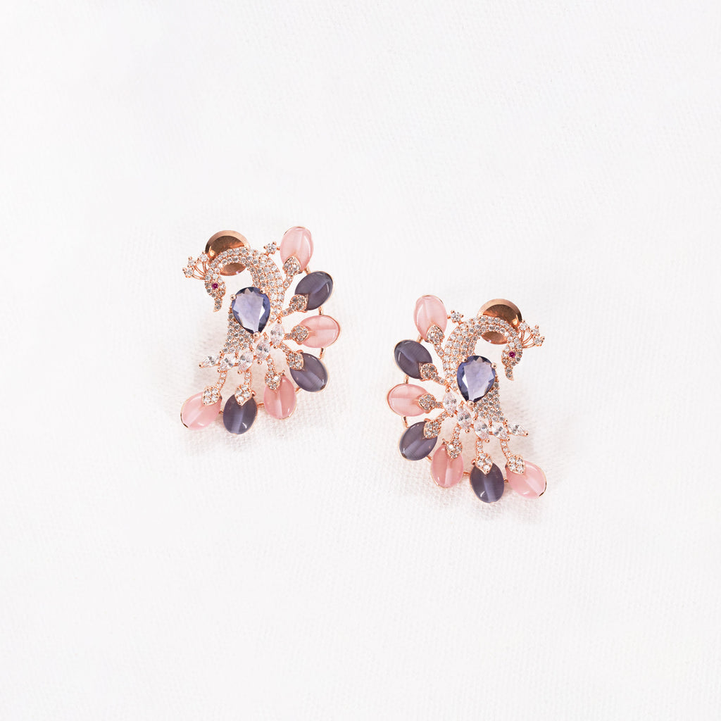 Modern Multicolored Peacock Earrings