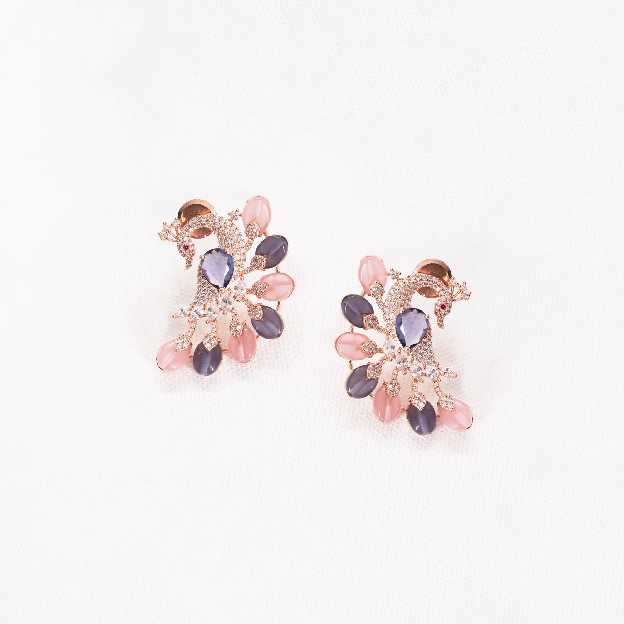 Modern Multicolored Peacock Earrings