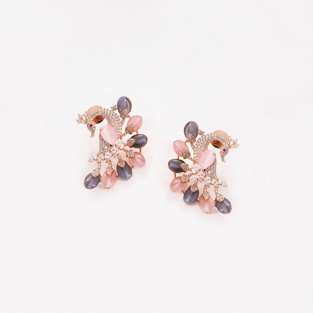 Modern Multicolored Peacock Earrings