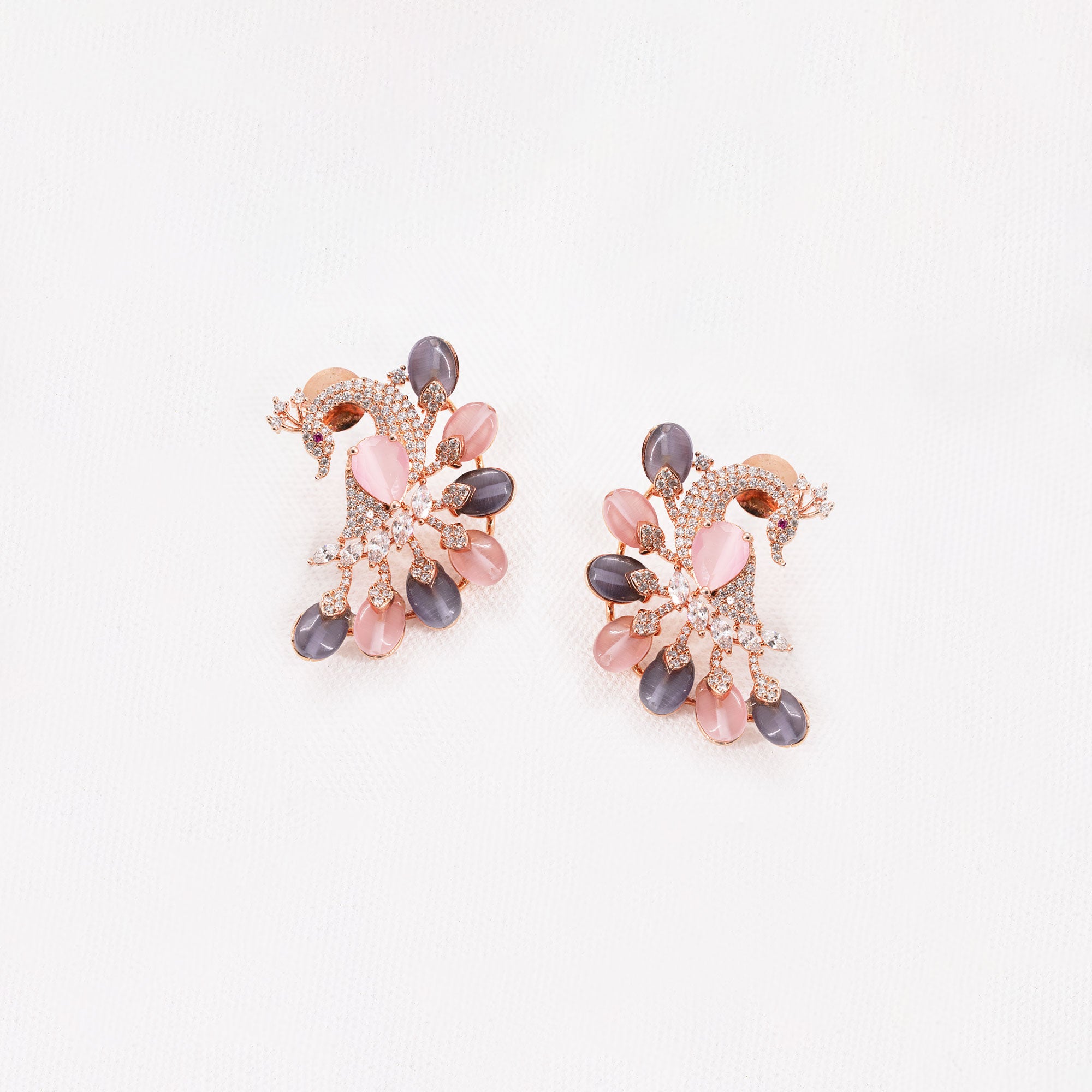 Modern Multicolored Peacock Earrings