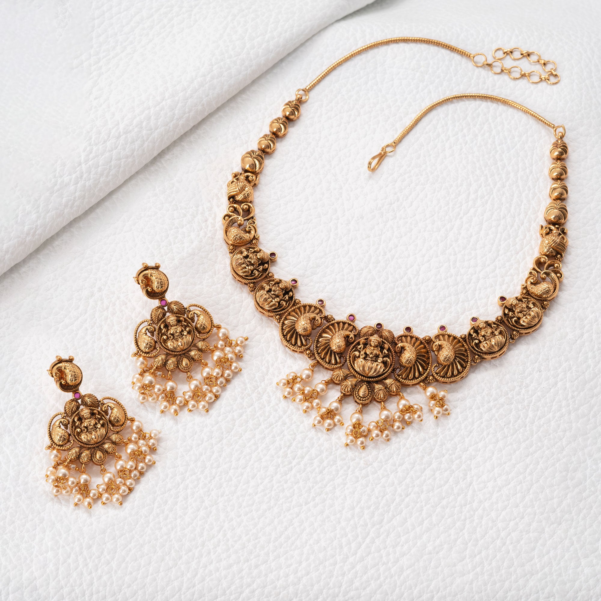 Traditional Peacock and Lakshmi Necklace Set