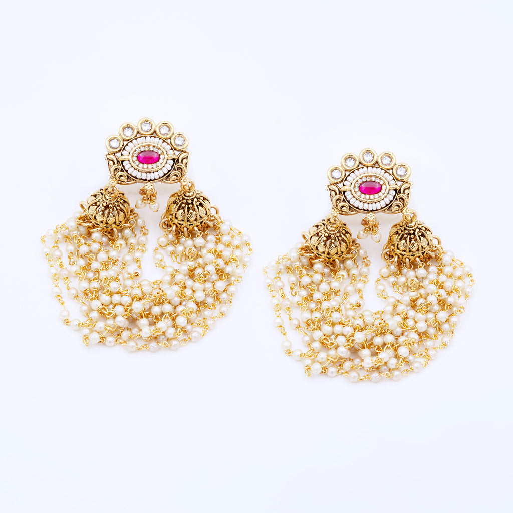 Traditional Layered Crown Earring Set