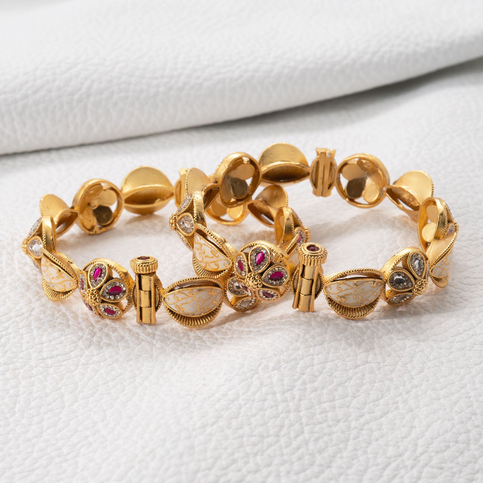 Trendy Multicolored Dome Bangles (Set of 2)