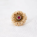 Trendy Pearly Circle RIng