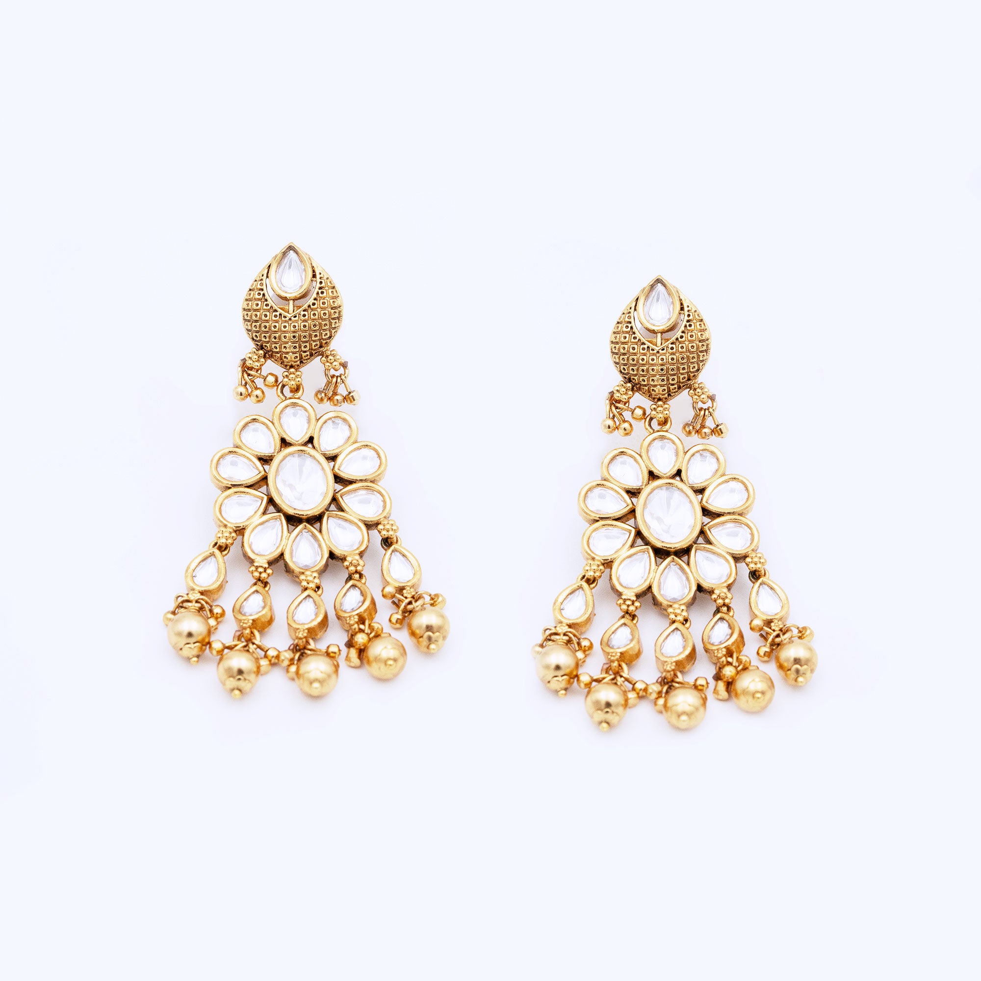 Traditional Spear Top Floral Earring Set