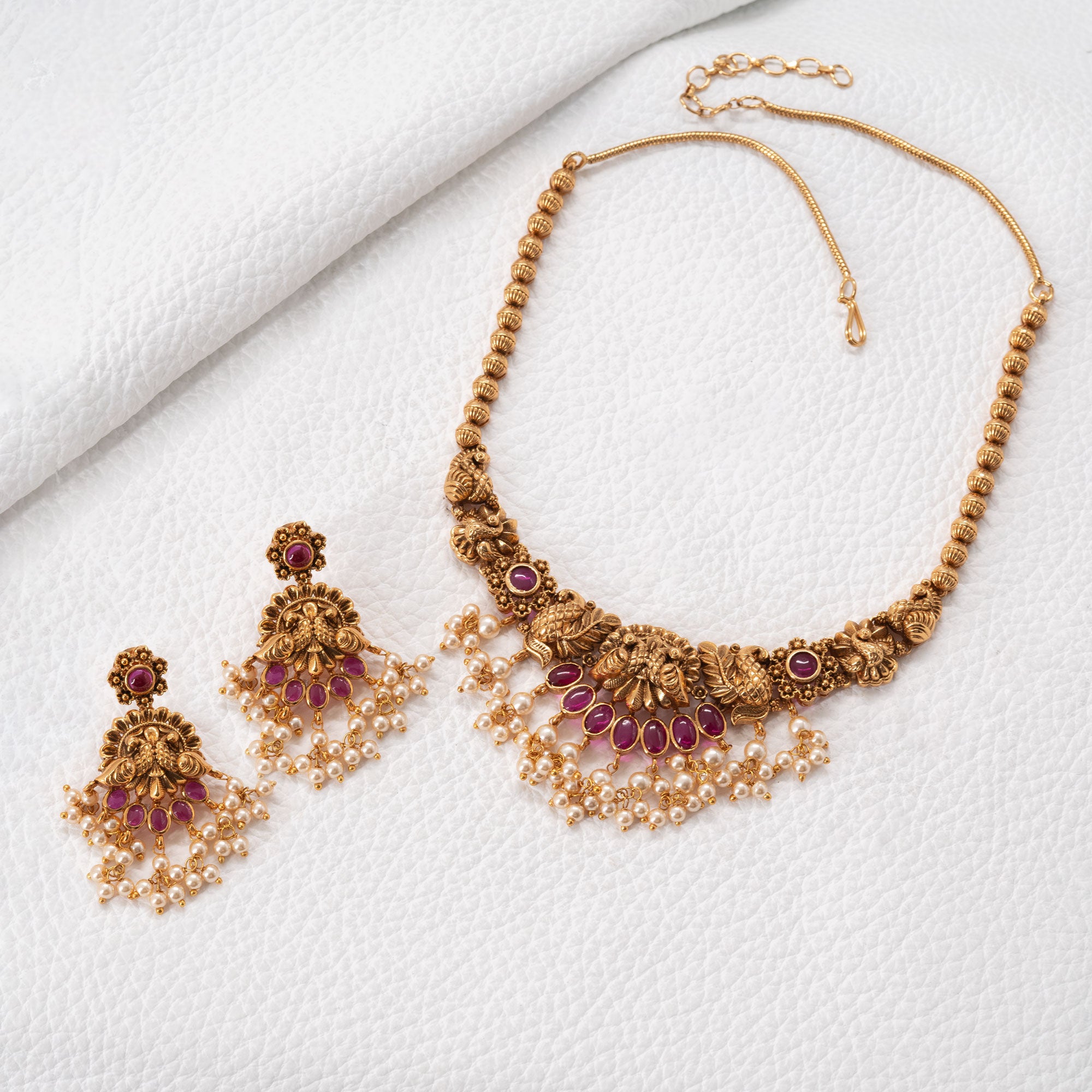 Traditional Peacock Rudraksha Necklace Set