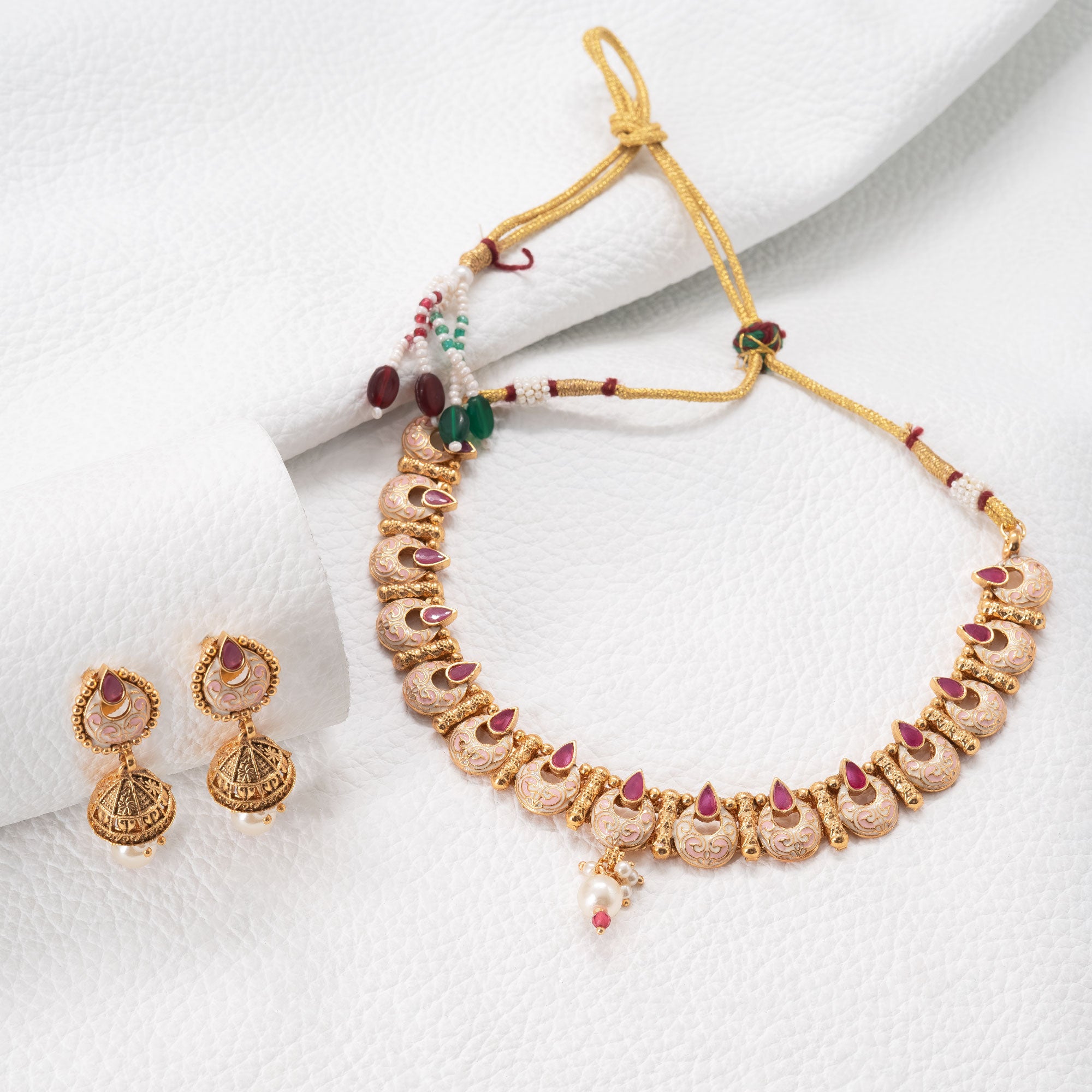 Traditional Crescent Drop Necklace Set