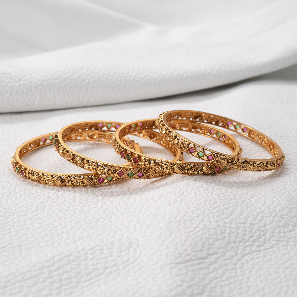 Trendy Small Peacock Bangles (Set of 4)