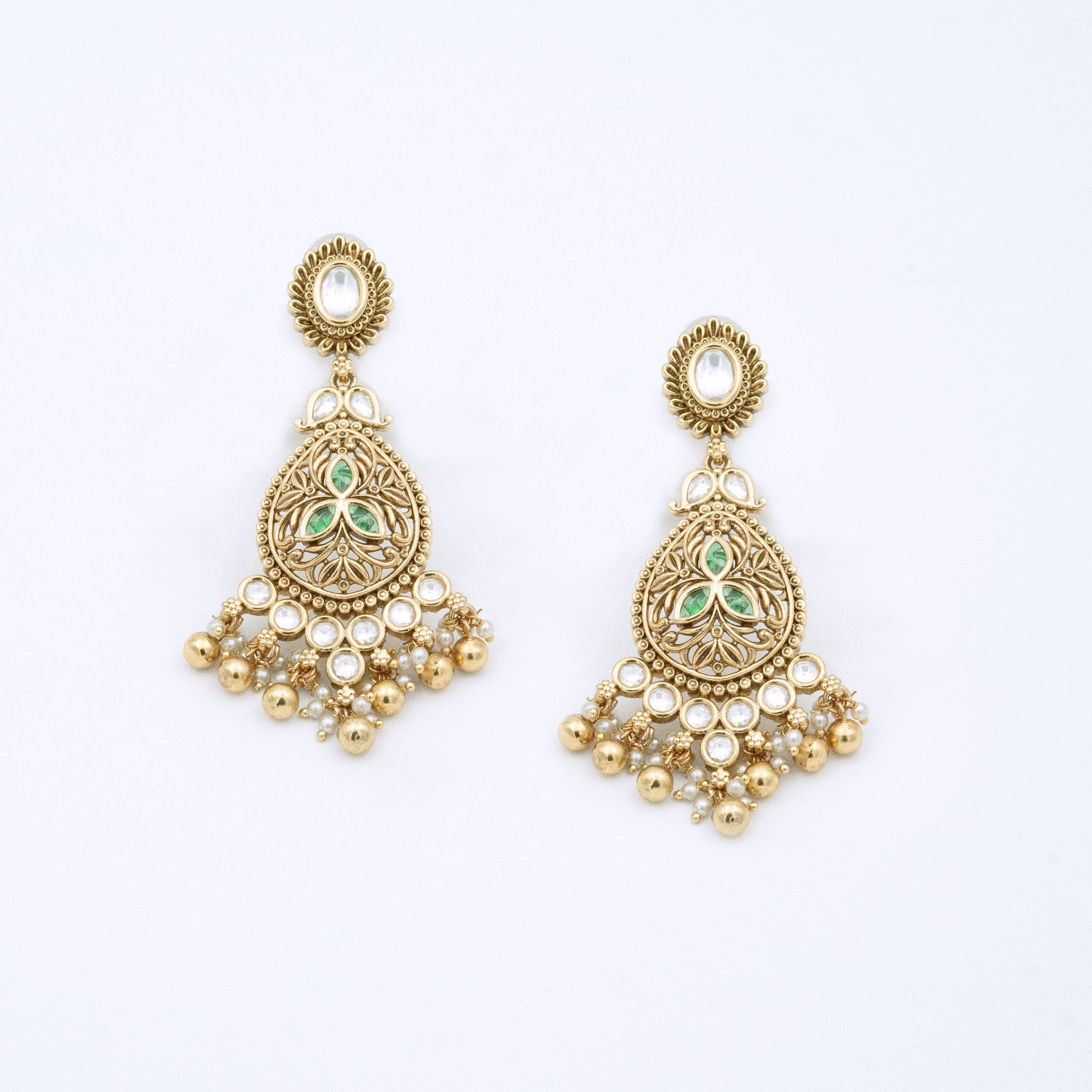 Traditional Round Top Spear Earring Set