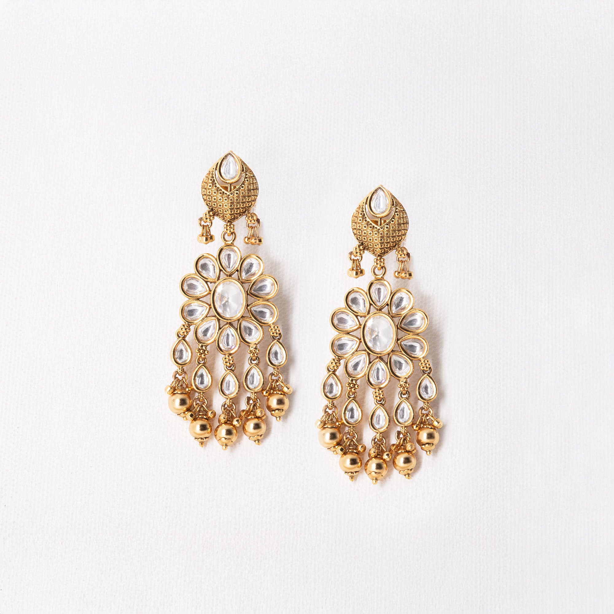 Traditional Spear Top Floral Earring Set