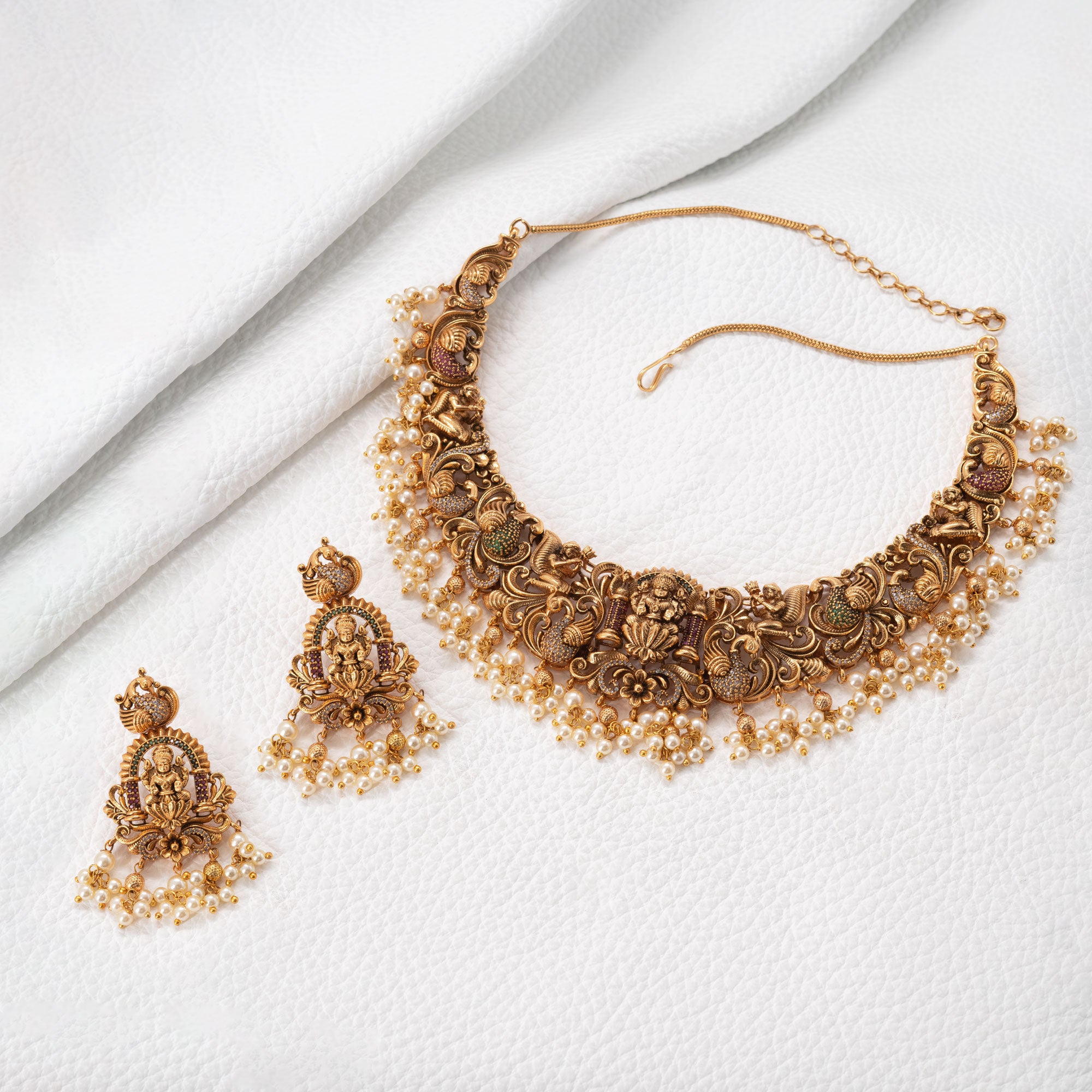 Traditional Peacock Lakshmi Necklace Set