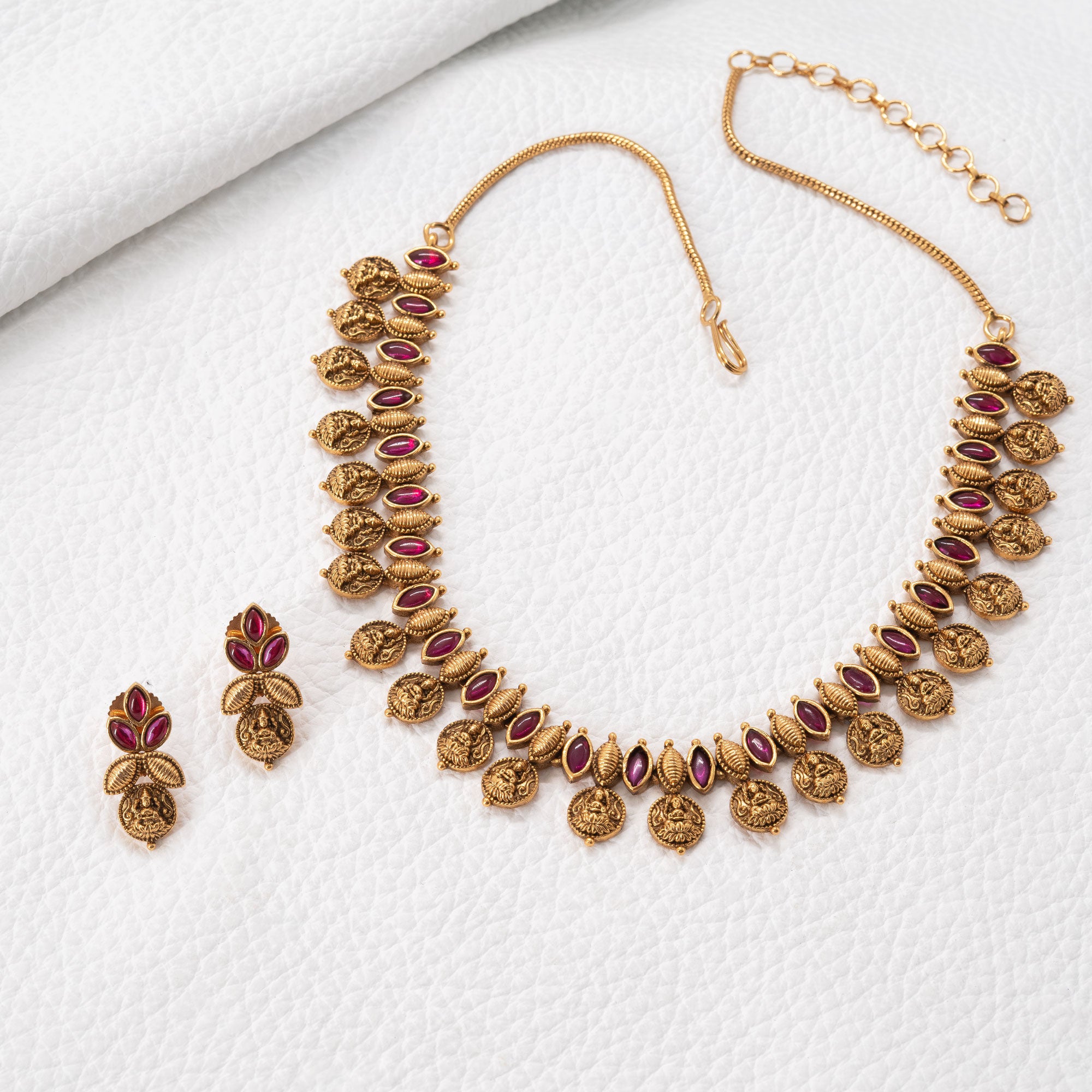 Traditional Oval Lakshmi Coin Necklace Set