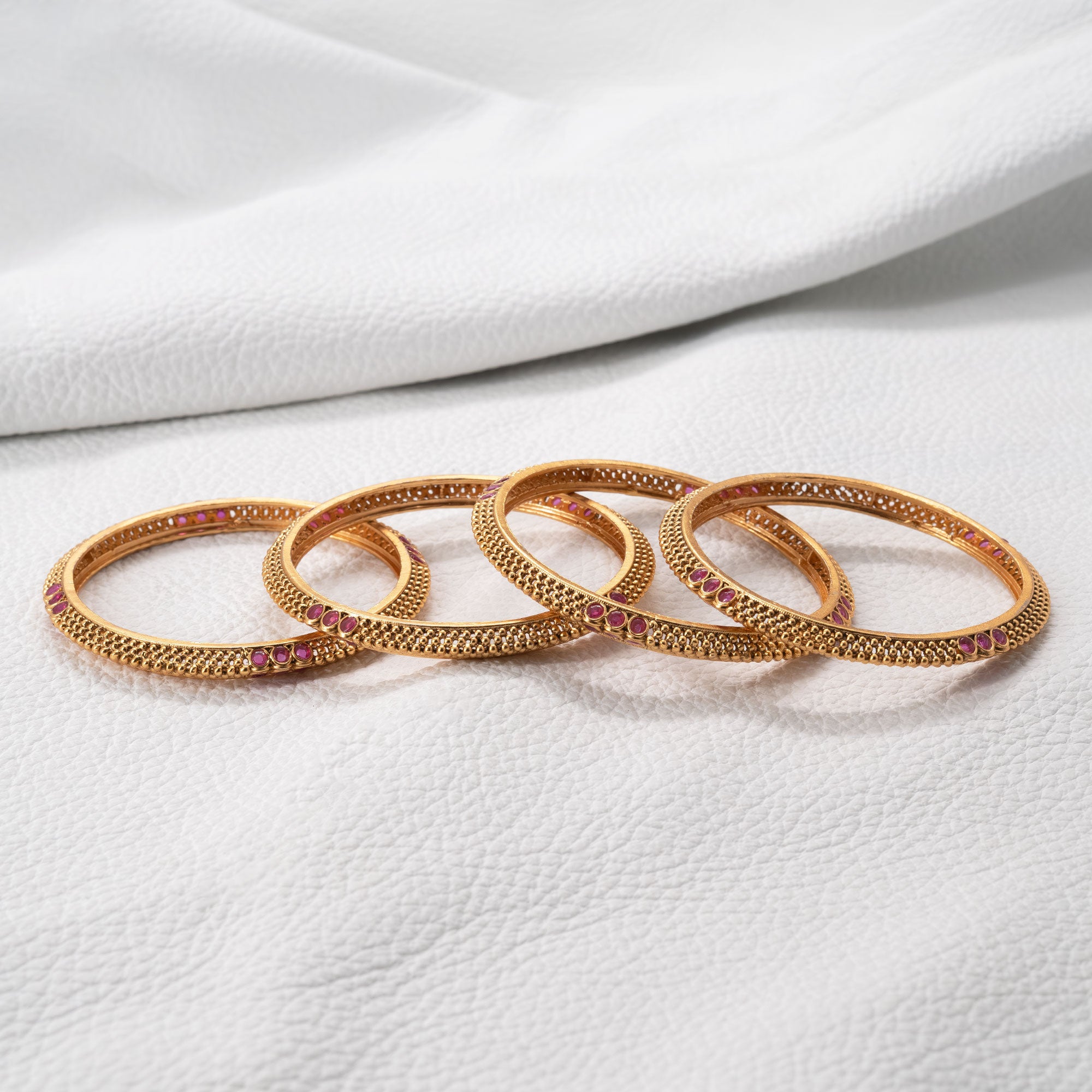 Trendy Tiny Floral Drop Bangles (Set of 4)