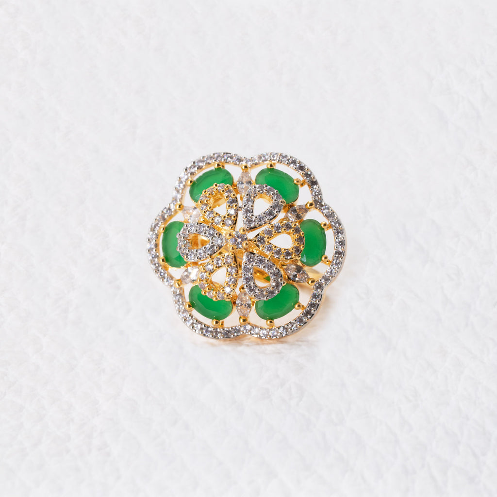 Trendy Hollow Two Layer Floral Ring