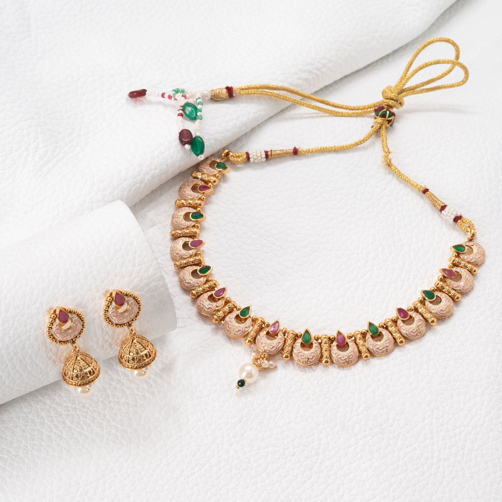 Traditional Crescent Drop Necklace Set