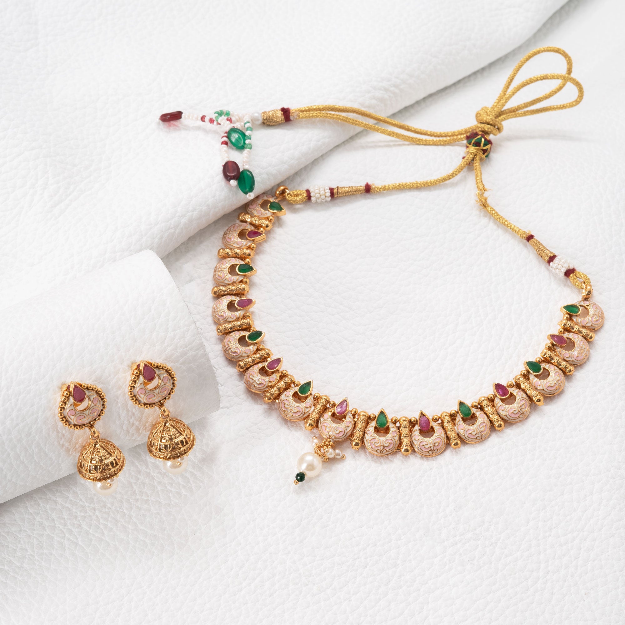 Traditional Crescent Drop Necklace Set