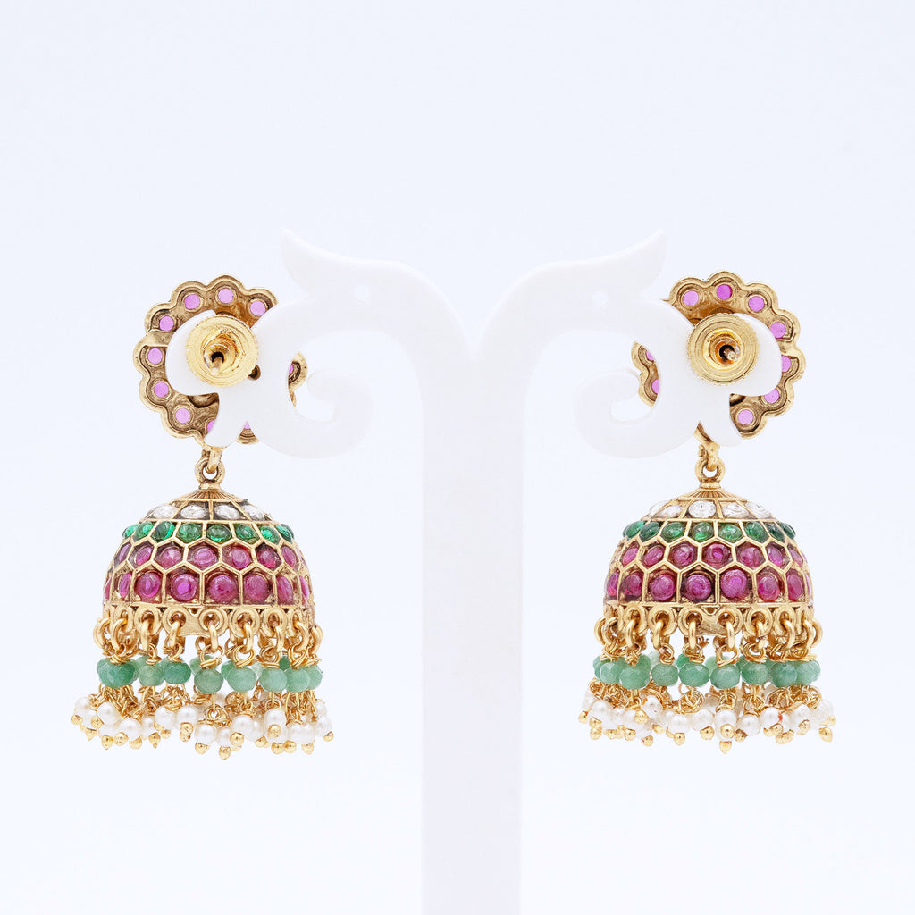 Traditional Multicolored Floral Earring Set