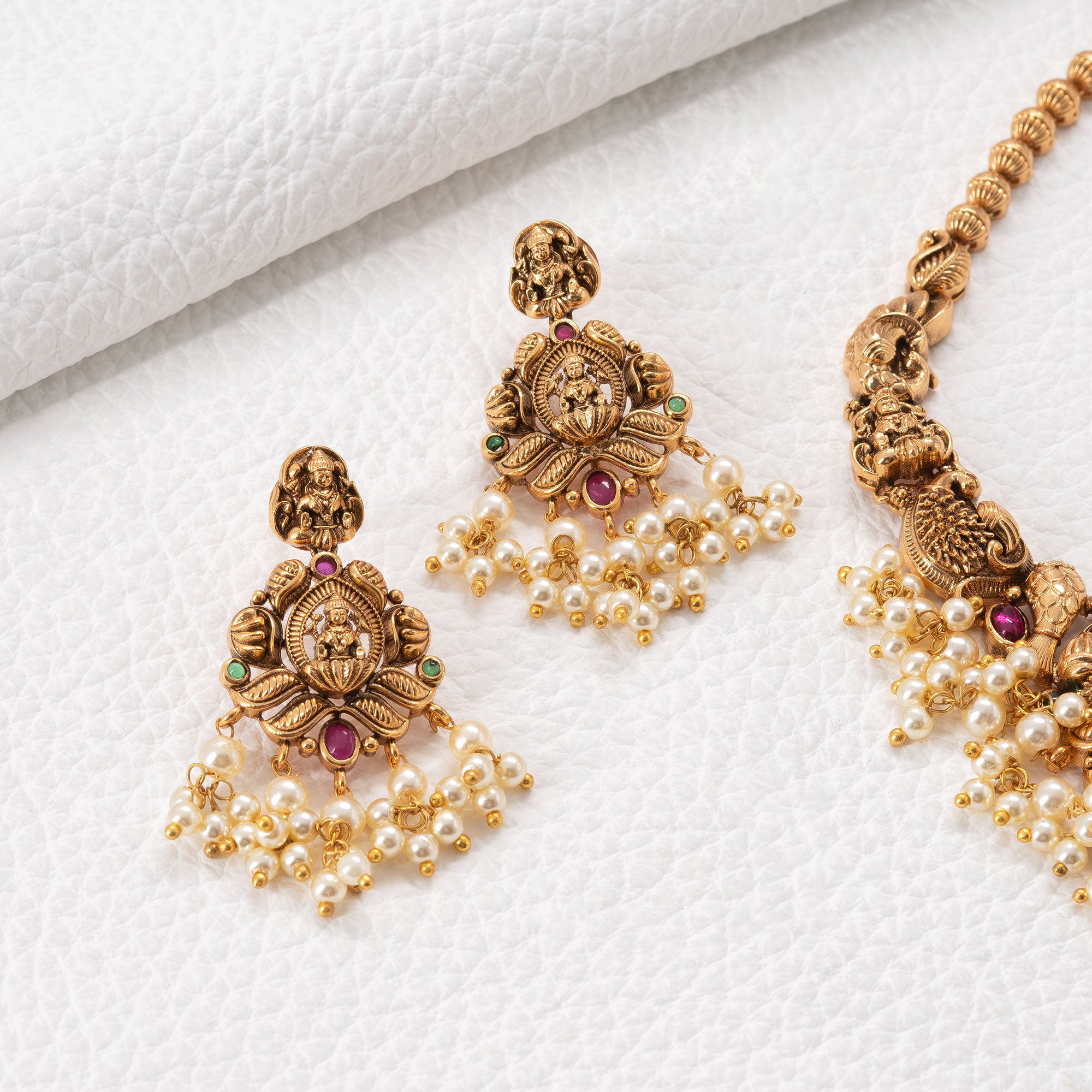 Traditional Lotus and Fish Necklace Set