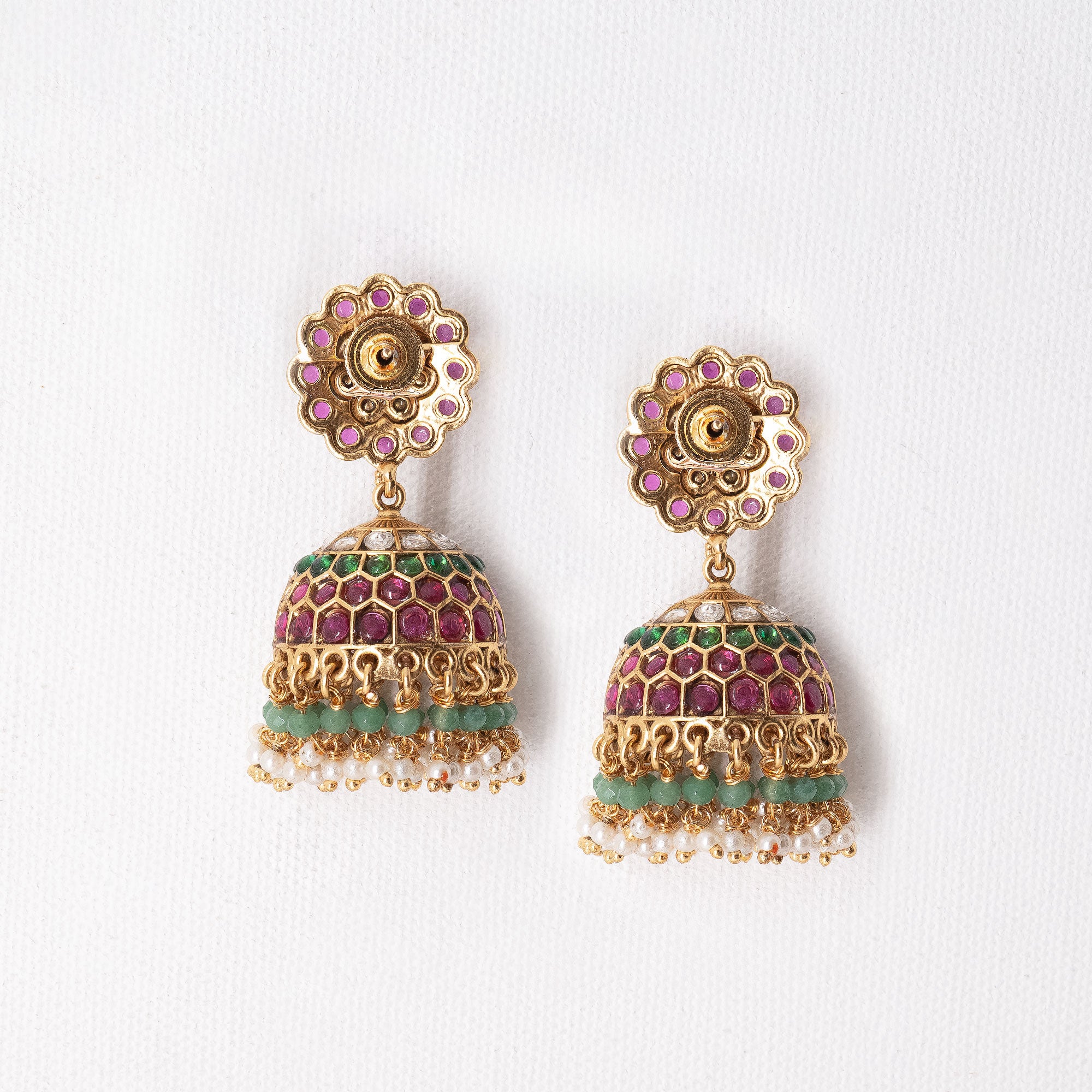 Traditional Multicolored Floral Earring Set