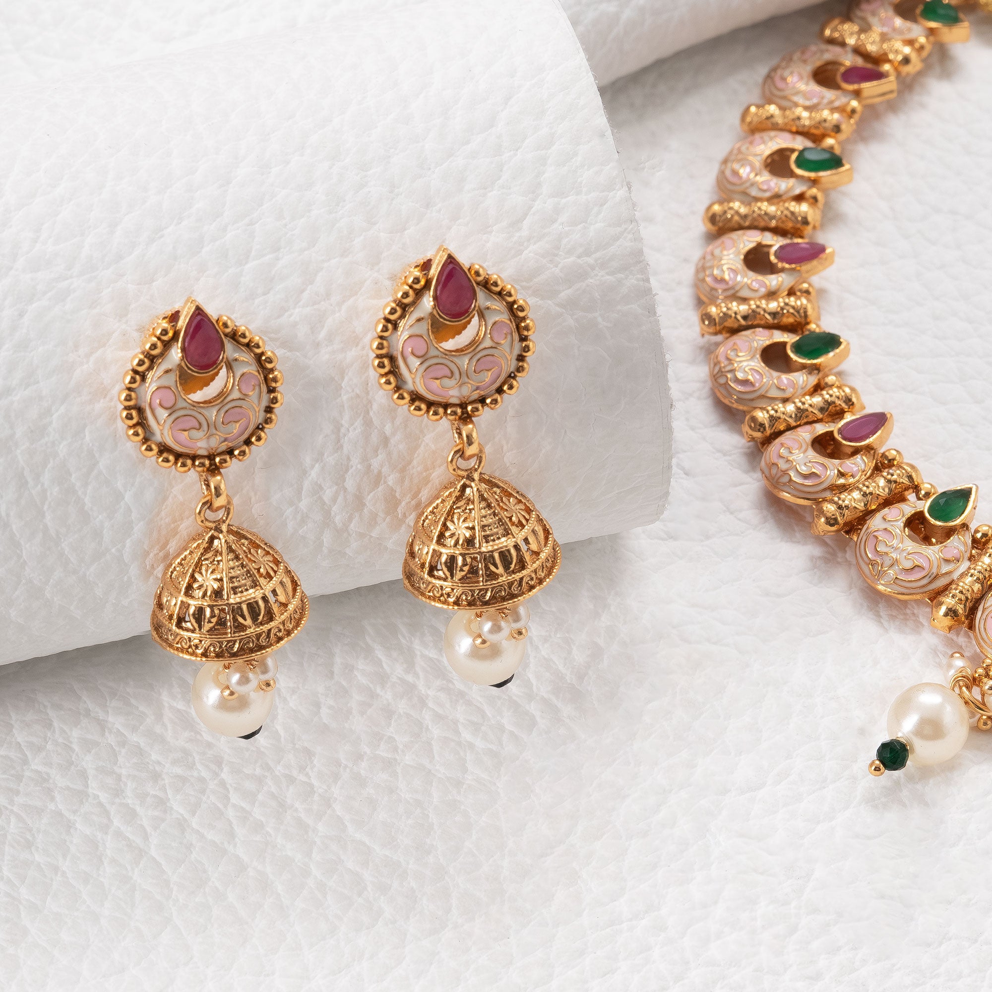 Traditional Crescent Drop Necklace Set