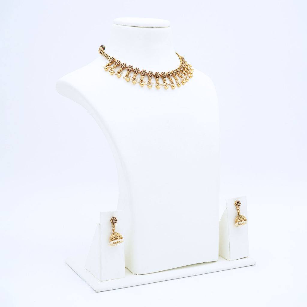 Trendy Linked Floral Necklace Set