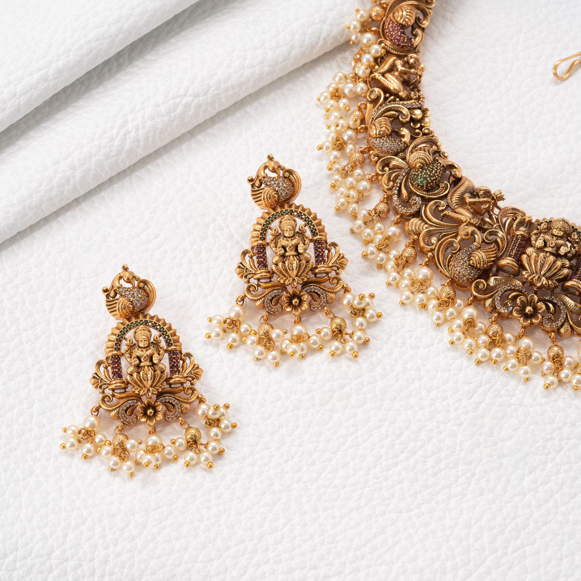 Traditional Peacock Lakshmi Necklace Set