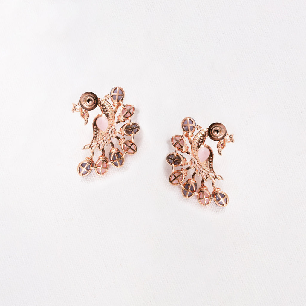 Modern Multicolored Peacock Earrings