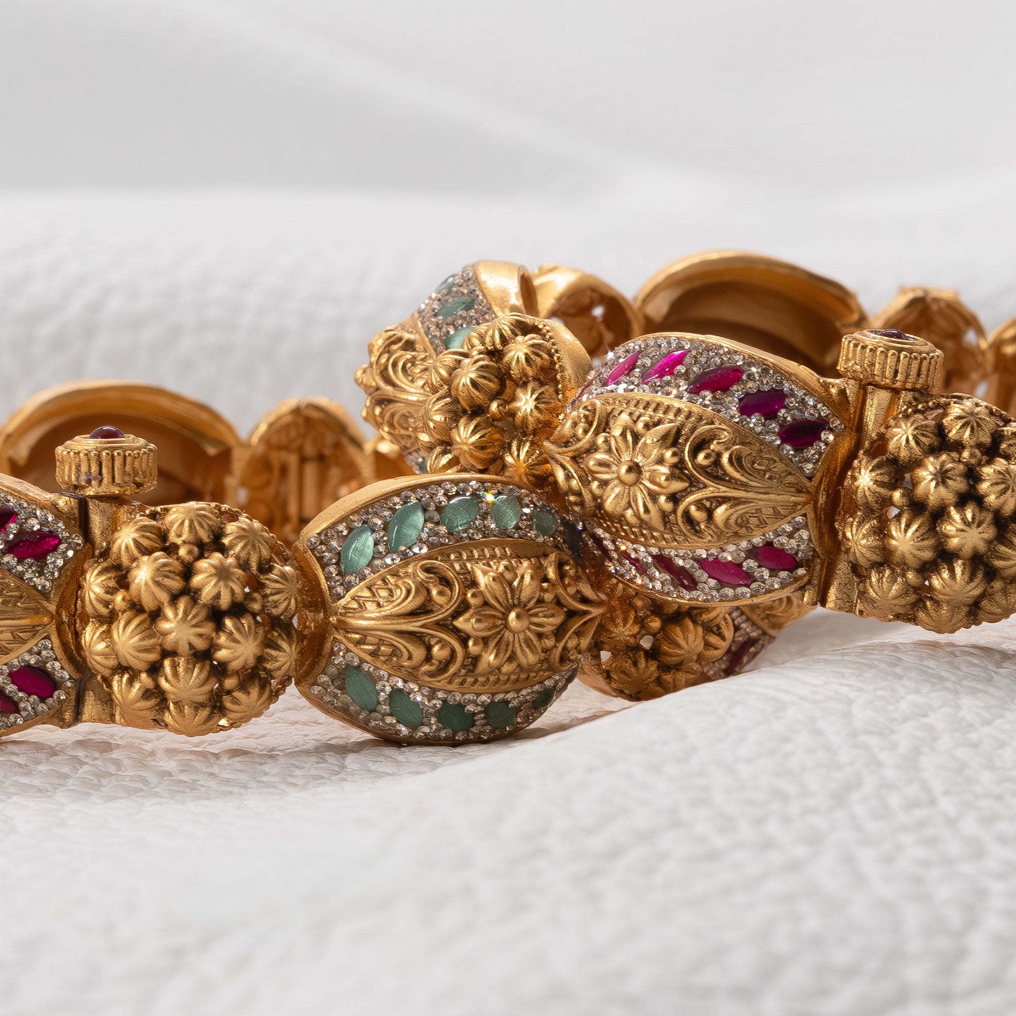 Trendy Floral Bunch And Multicolored Dome Bangles (Set of 2)