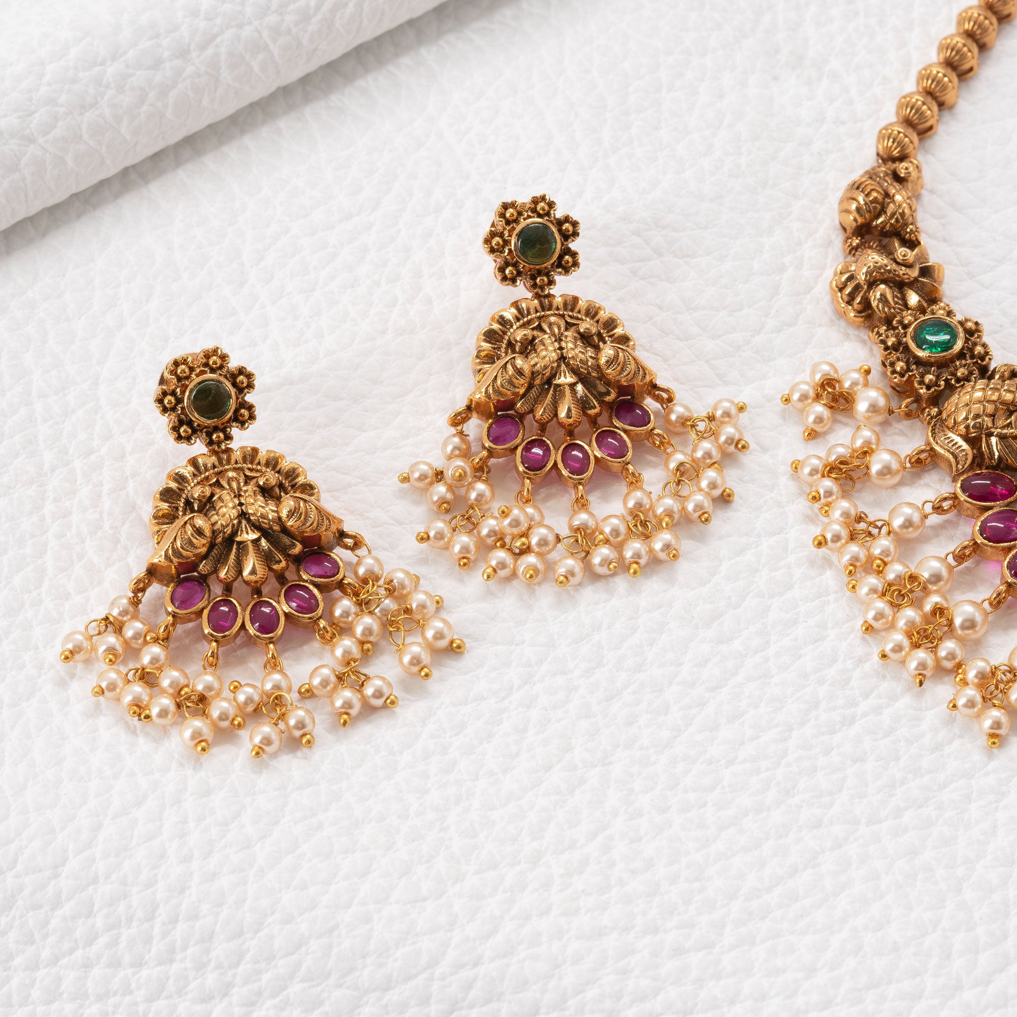 Traditional Peacock Rudraksha Necklace Set