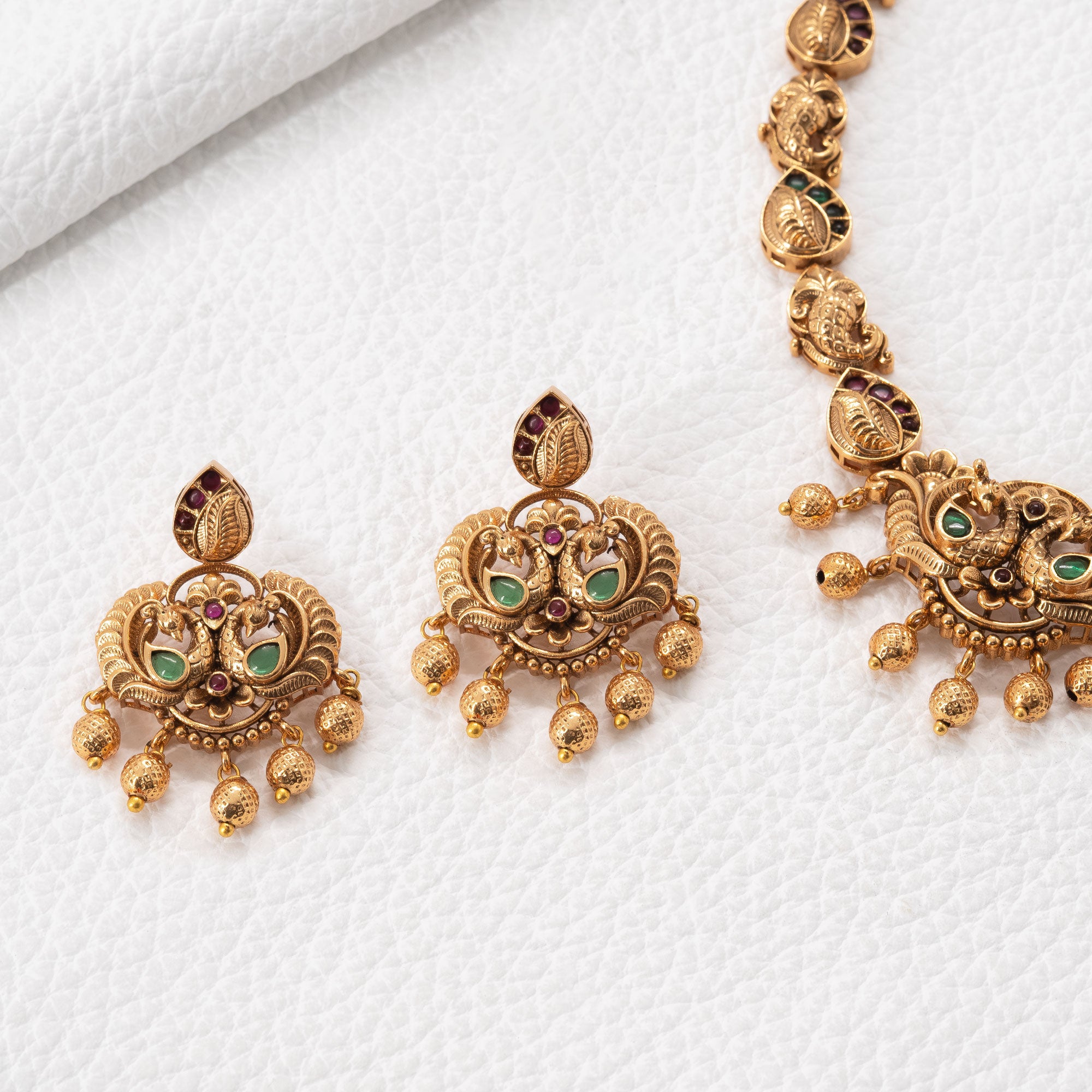 Traditional Peacock and Fish Necklace Set