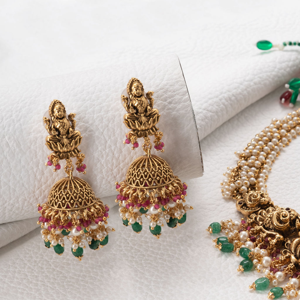 Trendy Pearls and Lakshmi Pendant Necklace Set