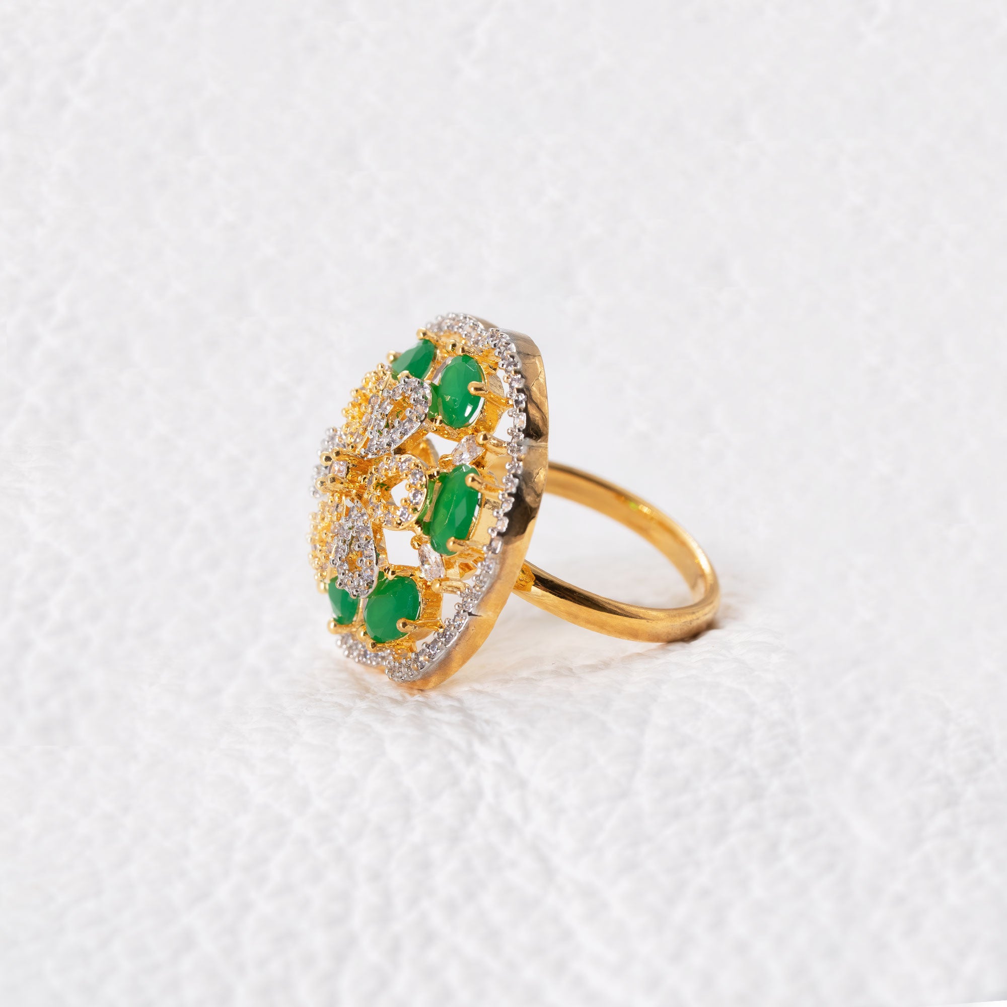 Trendy Hollow Two Layer Floral Ring