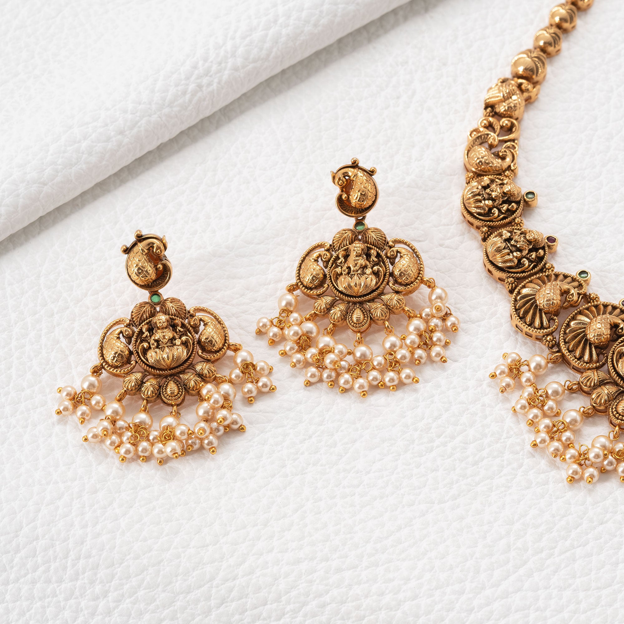 Traditional Peacock and Lakshmi Necklace Set