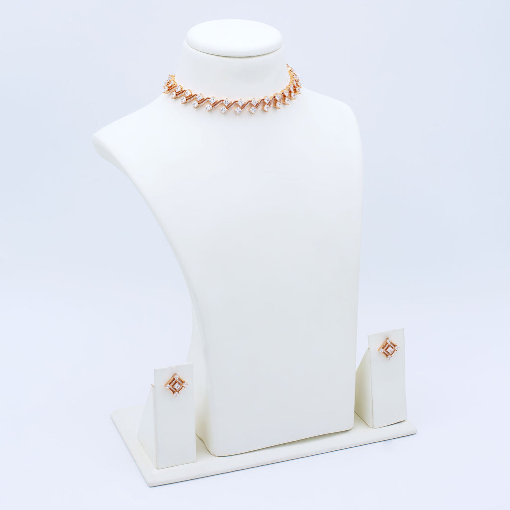 Modern Interlink Zigzag Necklace Set