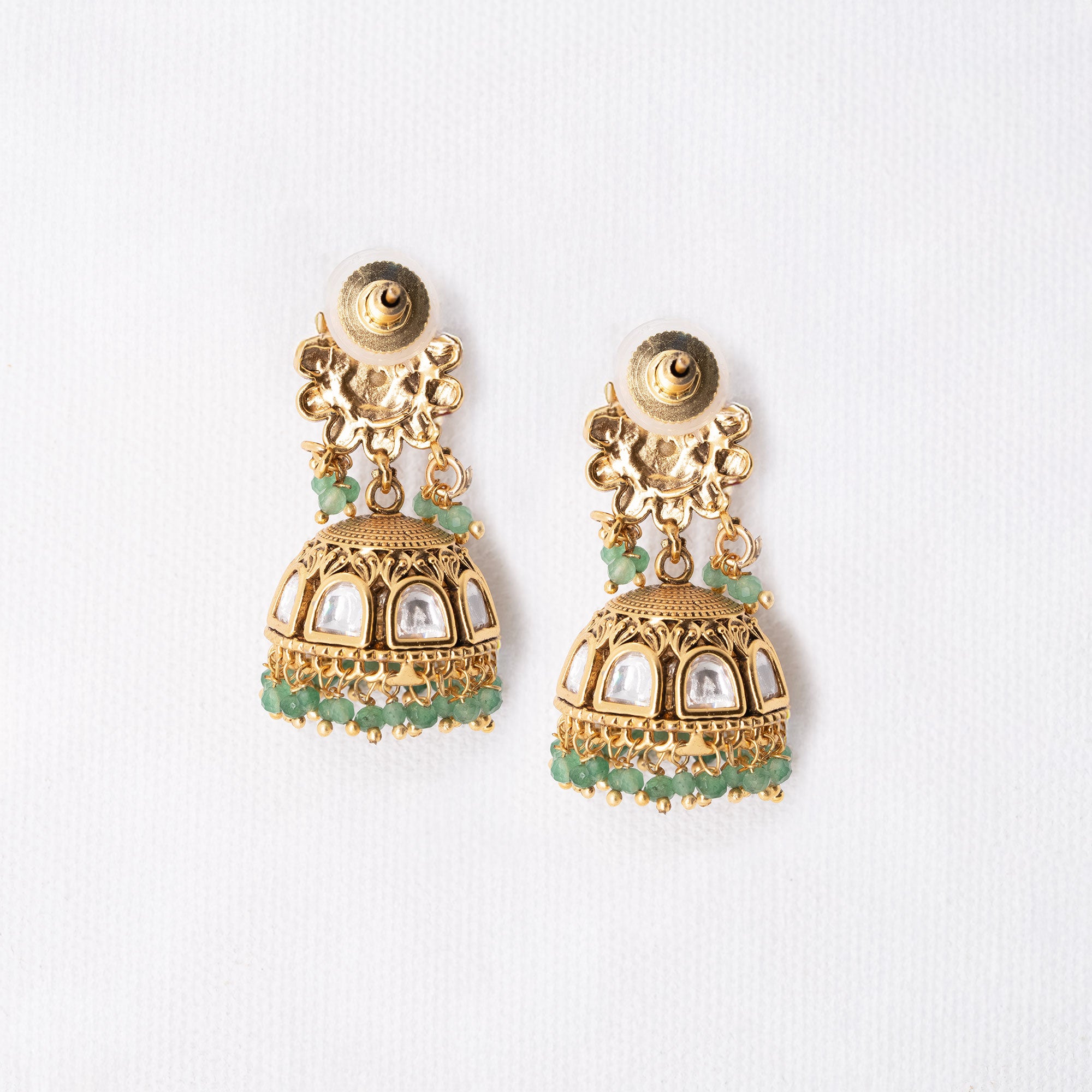 Traditional Floral Half Dome Earring Set