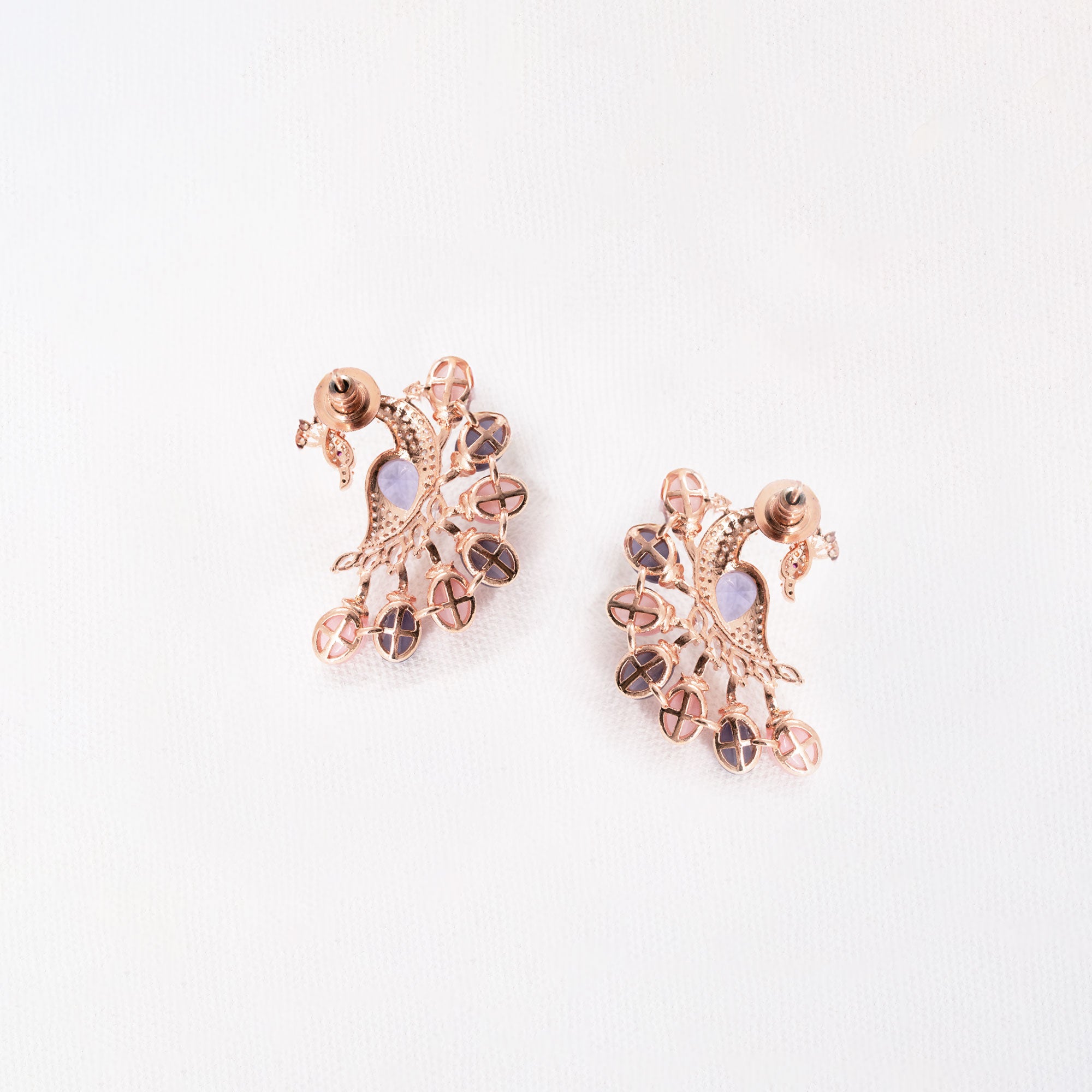 Modern Multicolored Peacock Earrings