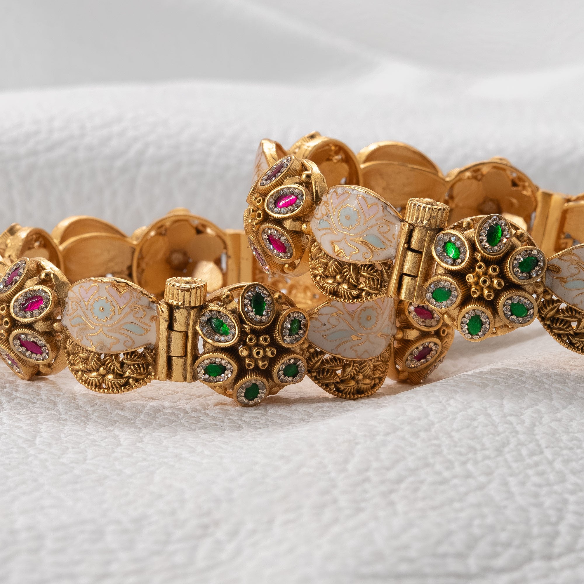 Trendy Multicolored Petal Bunch and Dome Bangles (Set of 2)