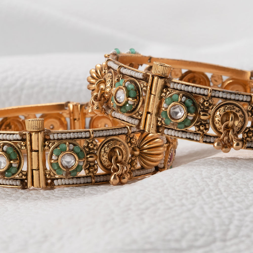 Trendy Multicolored Butterfly and Dome Bangles (Set of 2)