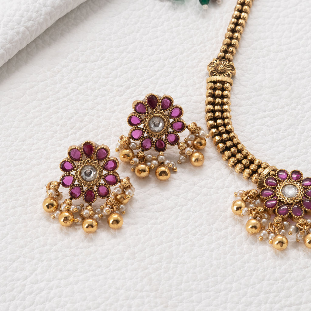 Trendy Floral Necklace Set