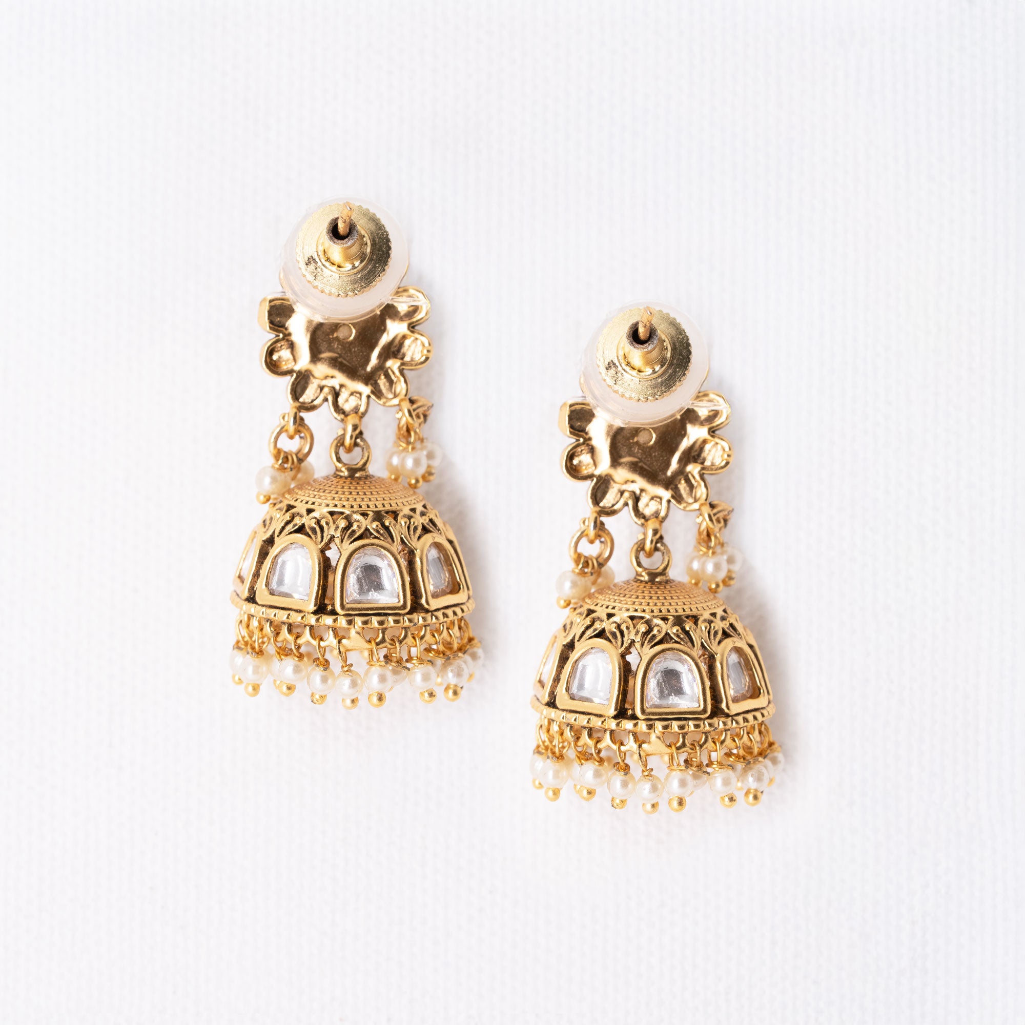 Traditional Floral Half Dome Earring Set