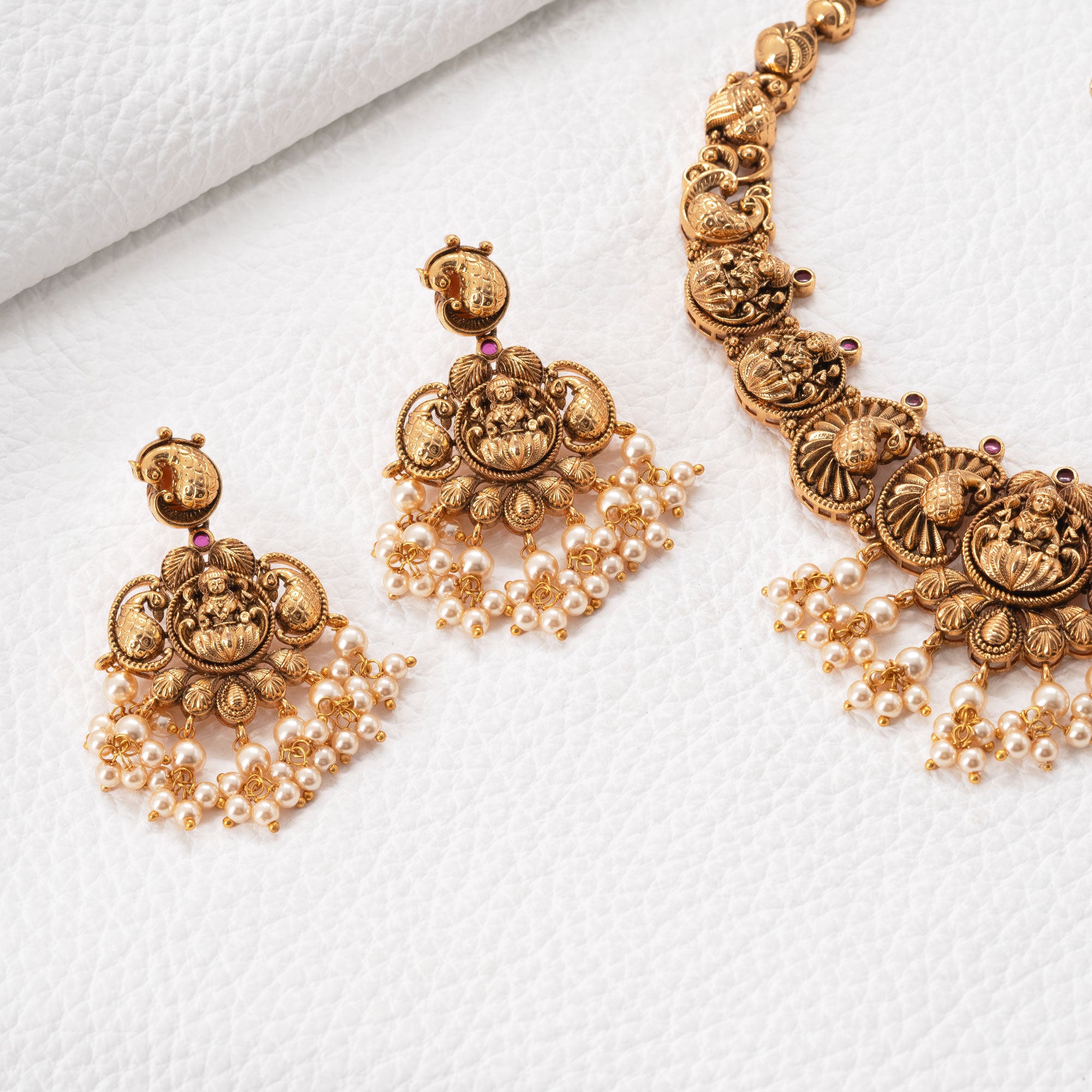 Traditional Peacock and Lakshmi Necklace Set