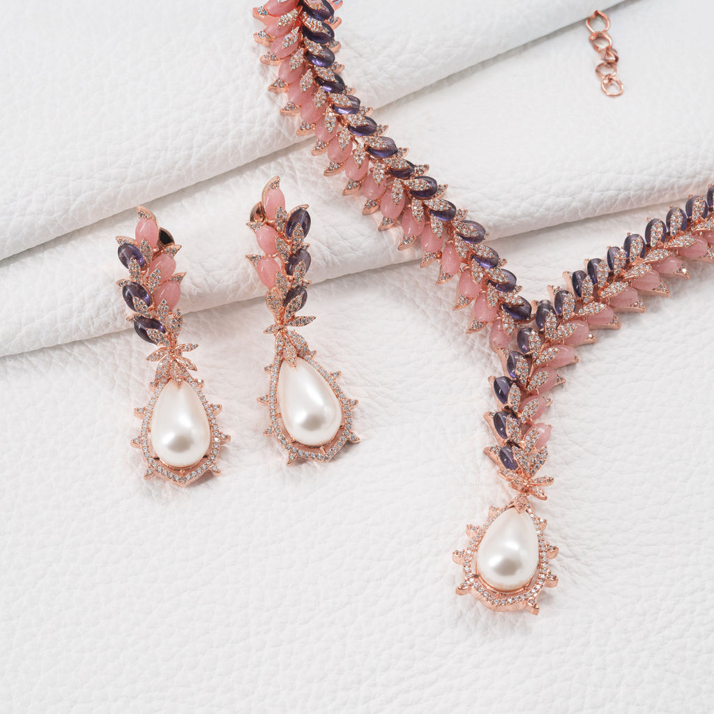 Modern Multicolored Drop Necklace Set
