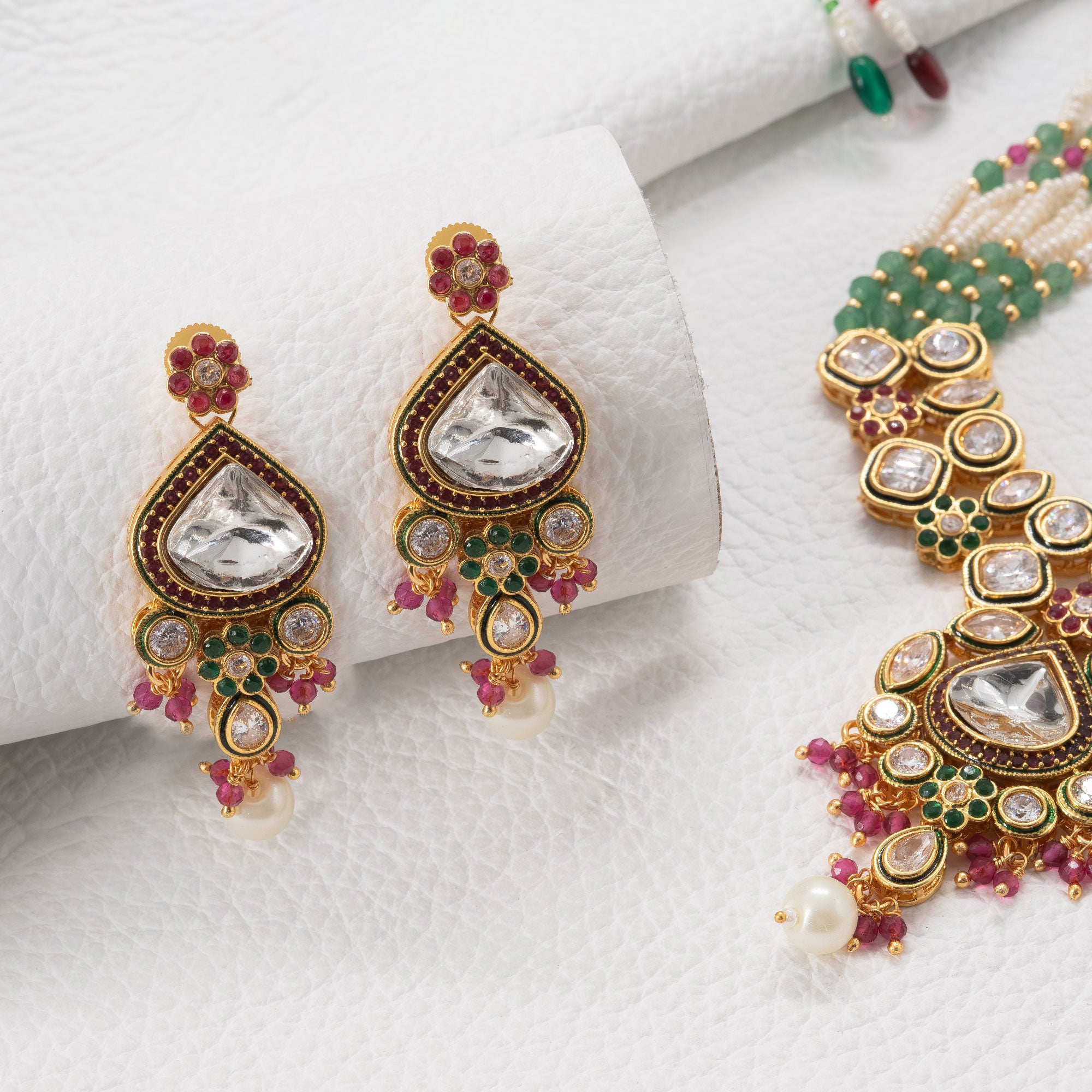 Traditional Spear Rajwadi Necklace Set