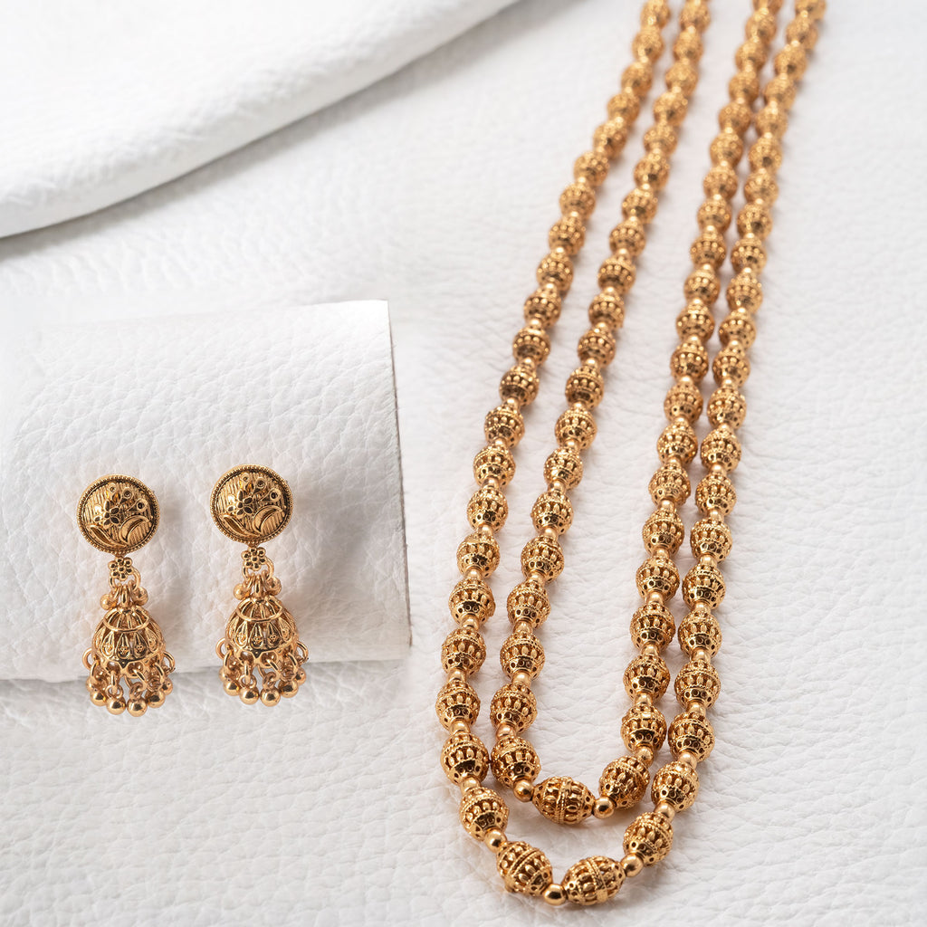 Trendy Tiny Rudraksha Necklace Set