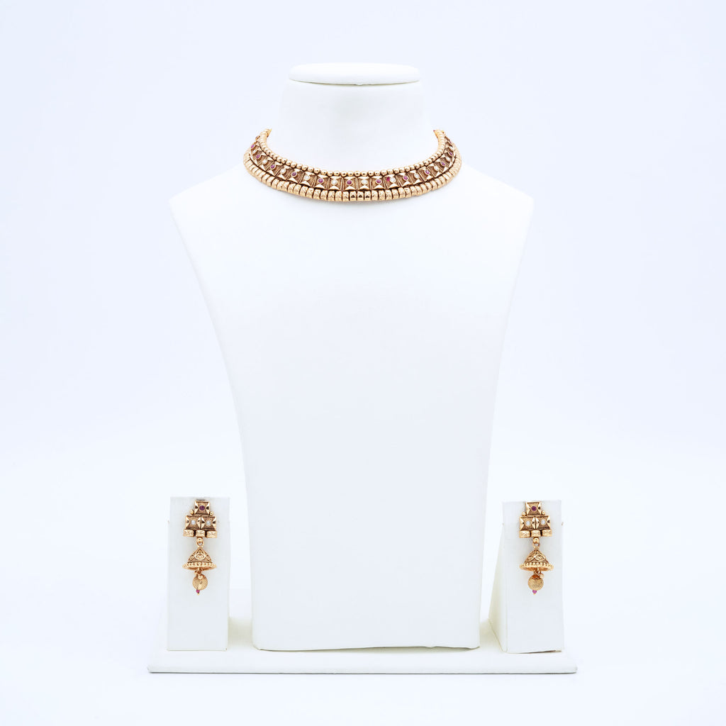 Trendy Necklace Set with Geometric Link Design