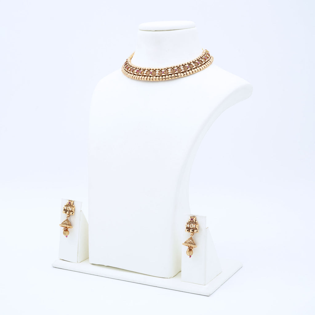 Trendy Necklace Set with Geometric Link Design