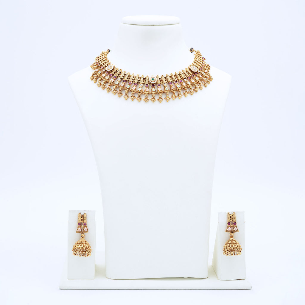 Trendy Temple Design Necklace Set