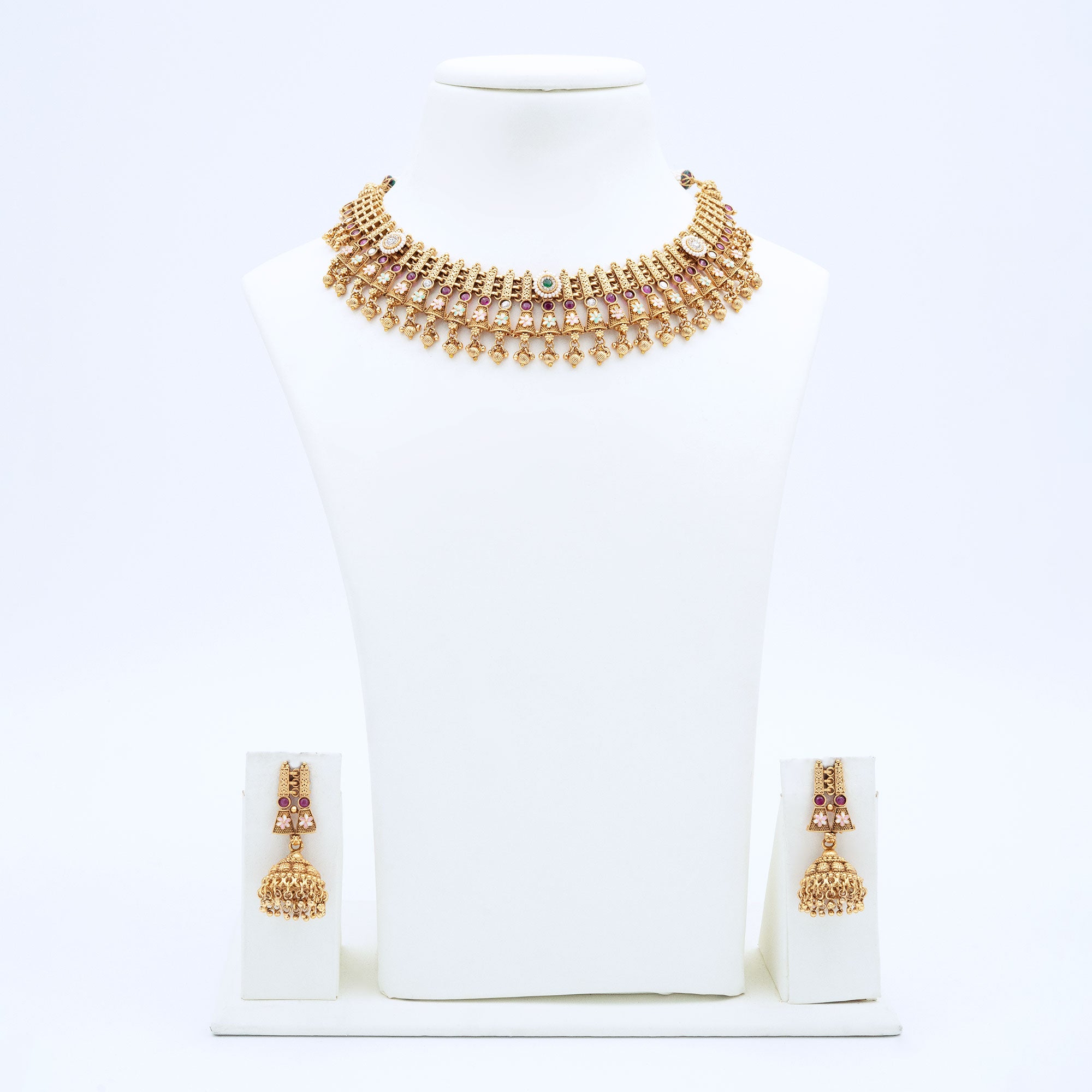 Trendy Temple Design Necklace Set
