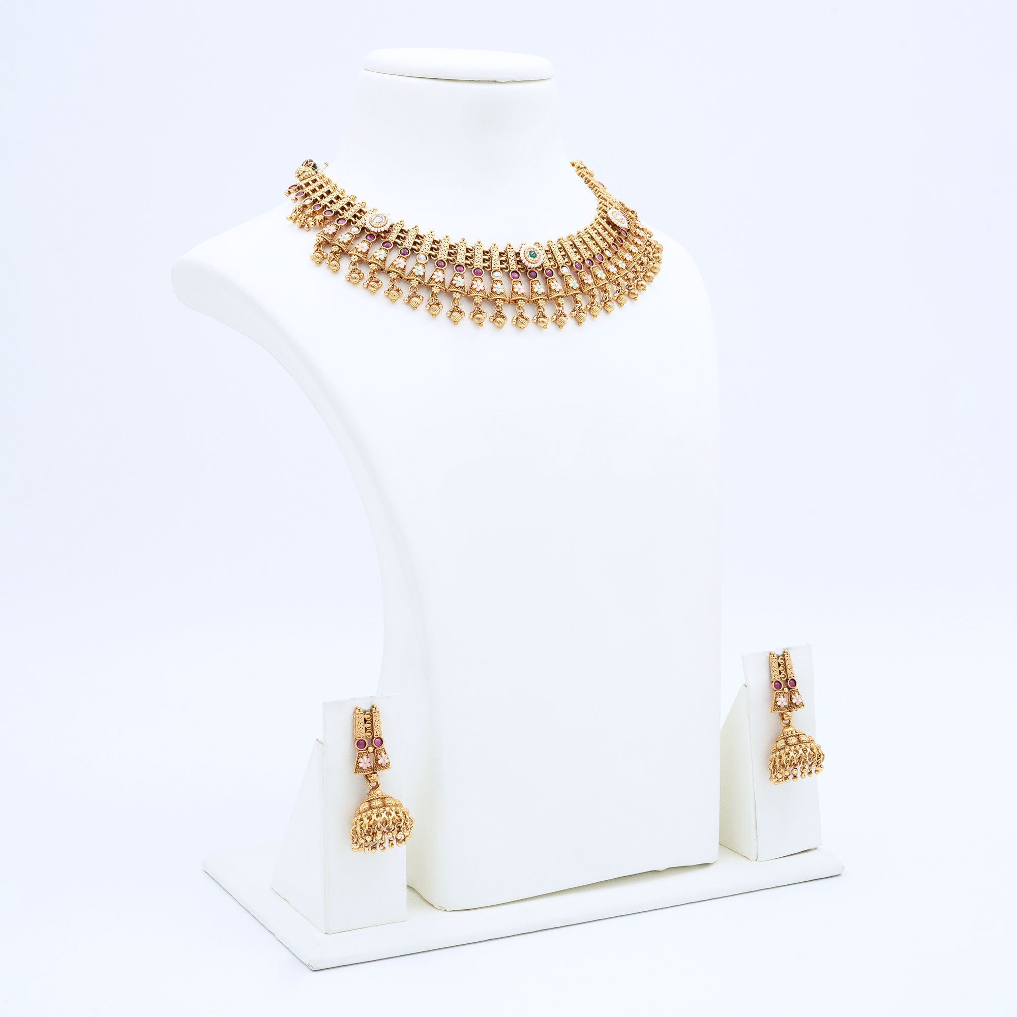 Trendy Temple Design Necklace Set