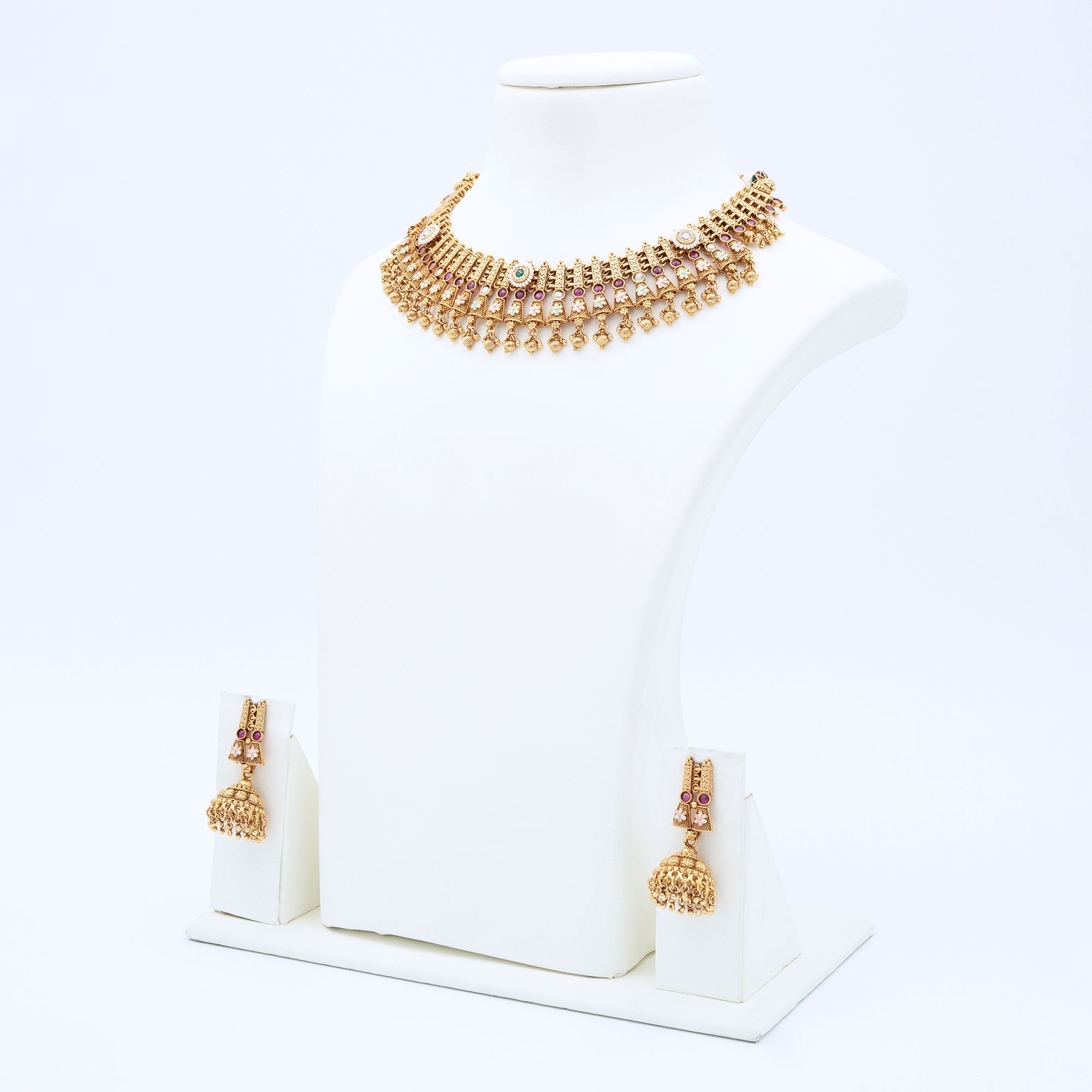 Trendy Temple Design Necklace Set